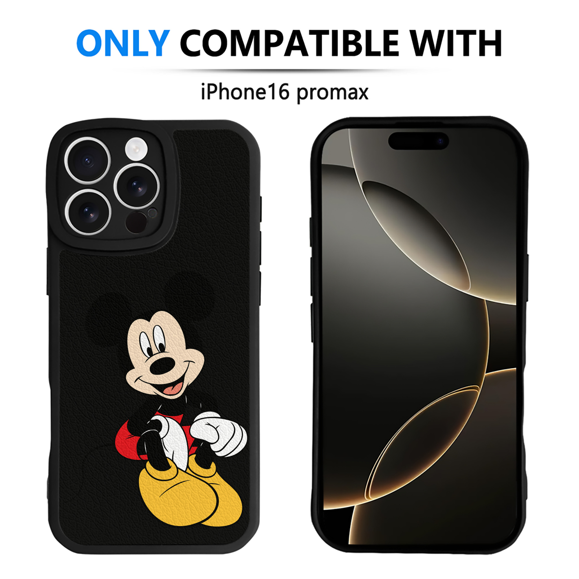 （画像用） ミッキーマウス Mickey Mouse 【iPhone 16シリーズ対応】シリコンスマホケース（レザー調） 材質：シリコン